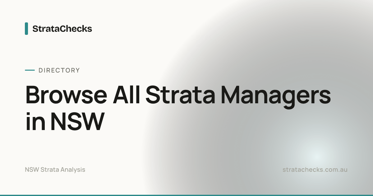 Browse All Strata Managers in NSW | StrataChecks