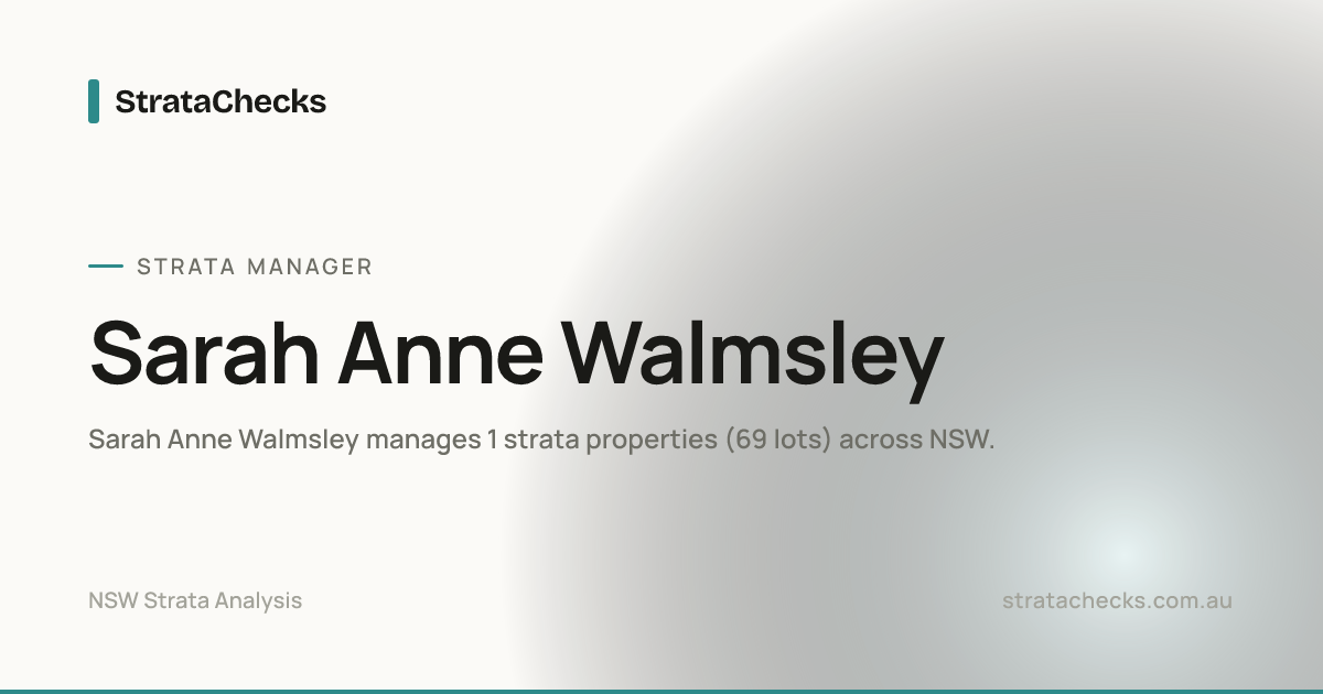 Sarah Anne Walmsley - NSW Strata Manager
