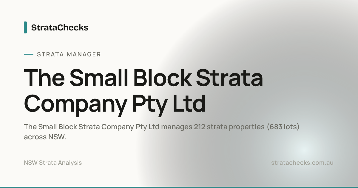 The Small Block Strata Company Pty Ltd - NSW Strata Manager